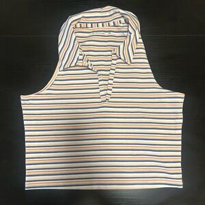 Abercrombie & Fitch Striped Sleeveless Polo Tank - Blue, Cream, Tan